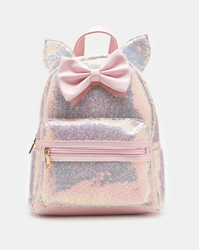 Girls Pink Bow Embellished Backpack sold by Redtag