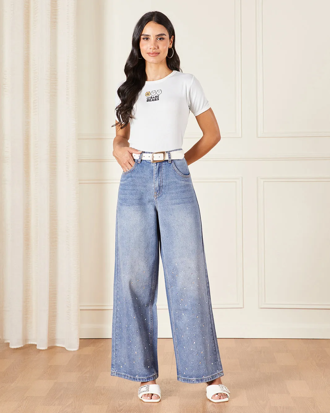 Women Blue Bare Bears Printed Rib T-Shirt sold by Redtag product image thumbnail 2