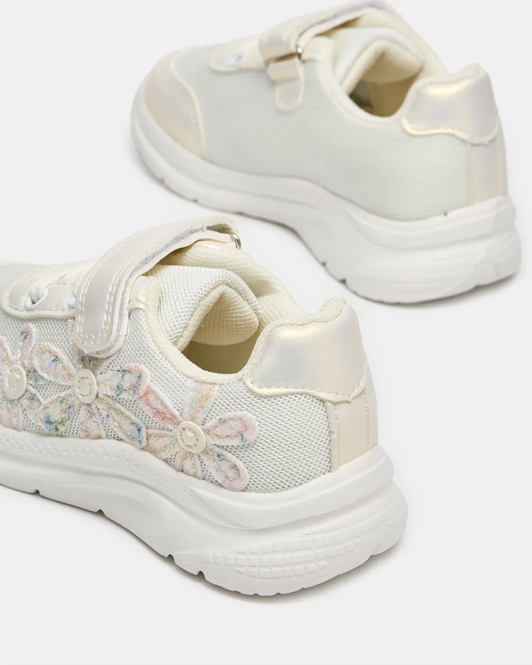Girls Cream Floral Embellished Trainer sold by Redtag product image thumbnail 4