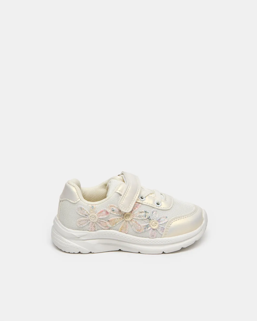Girls Cream Floral Embellished Trainer sold by Redtag