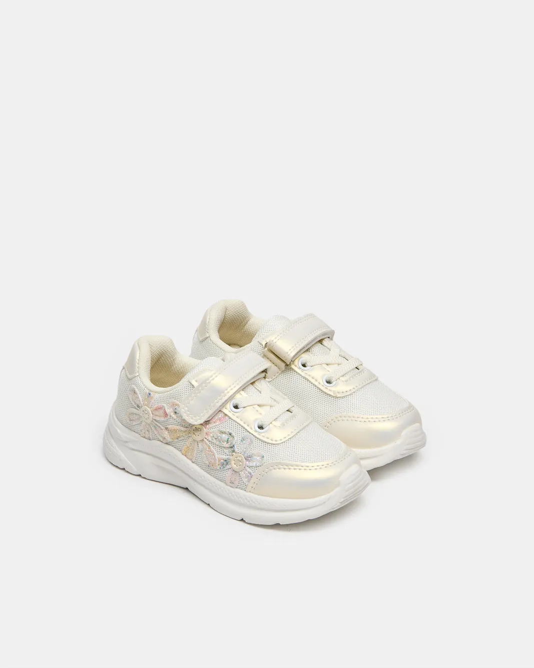 Girls Cream Floral Embellished Trainer sold by Redtag product image thumbnail 2