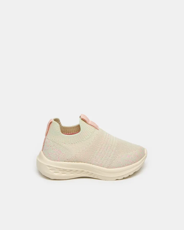 Girls Beige Textured Slip-On Sneakers sold by Redtag