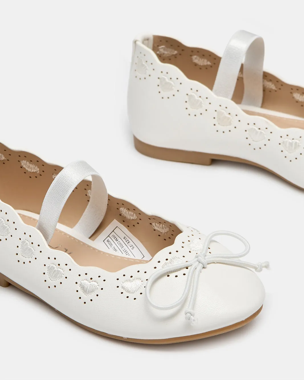 Girls White Heart Embellished Ballerina sold by Redtag product image thumbnail 3