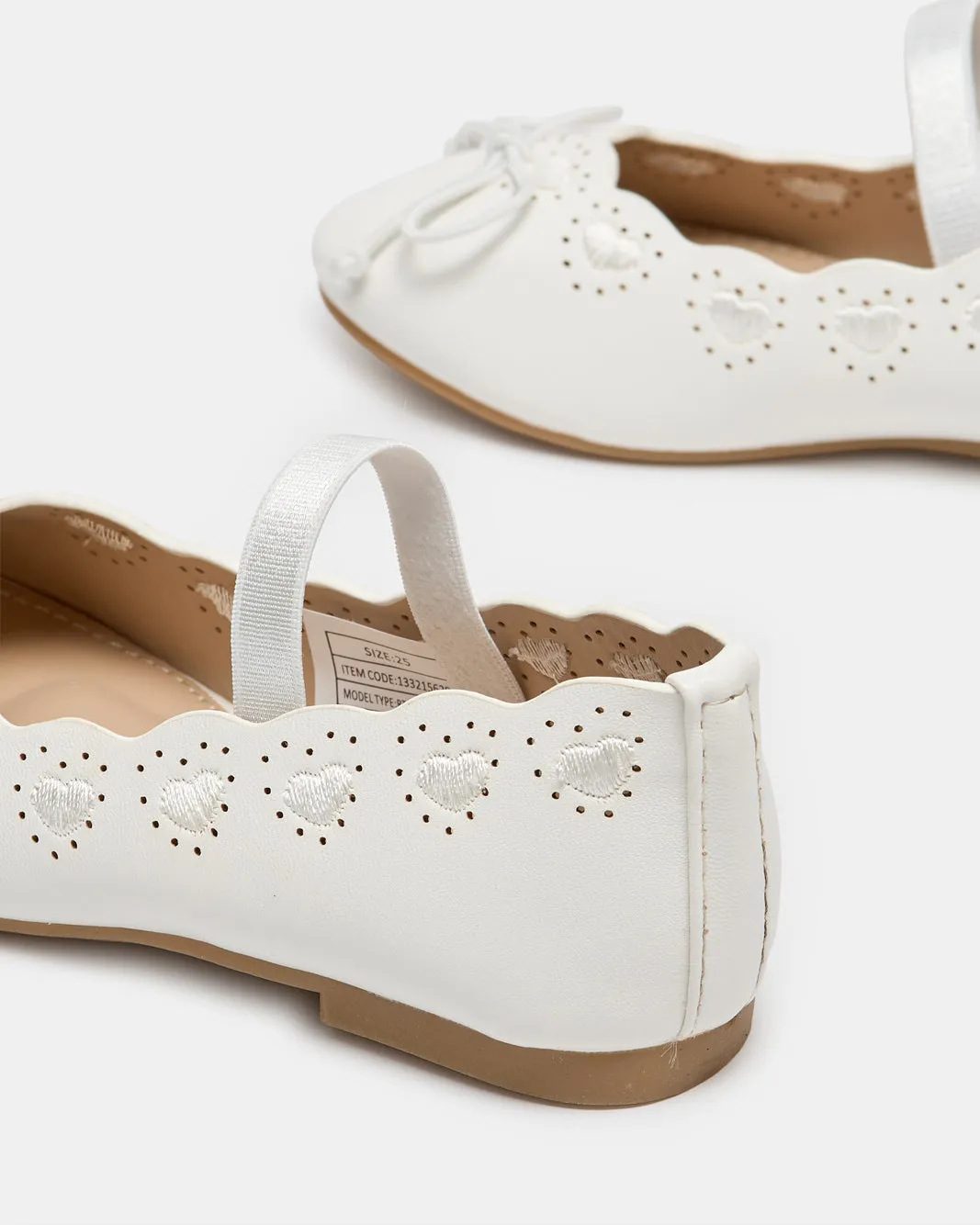 Girls White Heart Embellished Ballerina sold by Redtag product image thumbnail 4