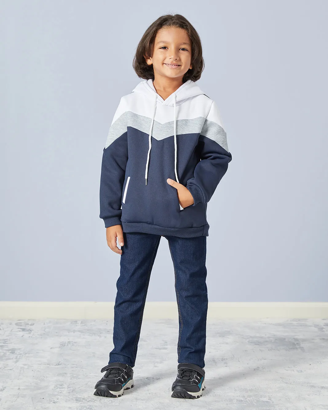 Boys Navy Hooded Sweatshirt sold by Redtag product image thumbnail 2