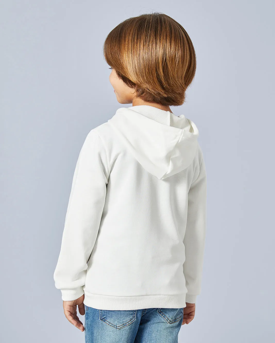 Boys White Hooded Sweatshirt sold by Redtag product image thumbnail 3