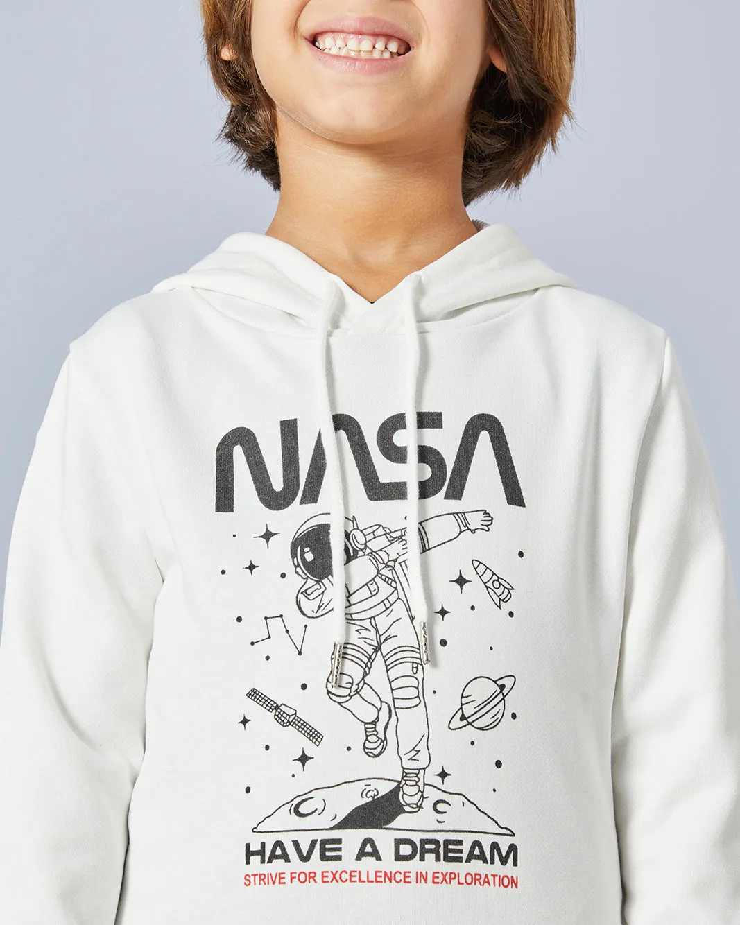Boys White Hooded Sweatshirt sold by Redtag product image thumbnail 4