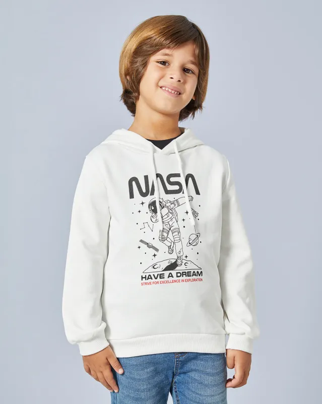 Boys White Hooded Sweatshirt sold by Redtag
