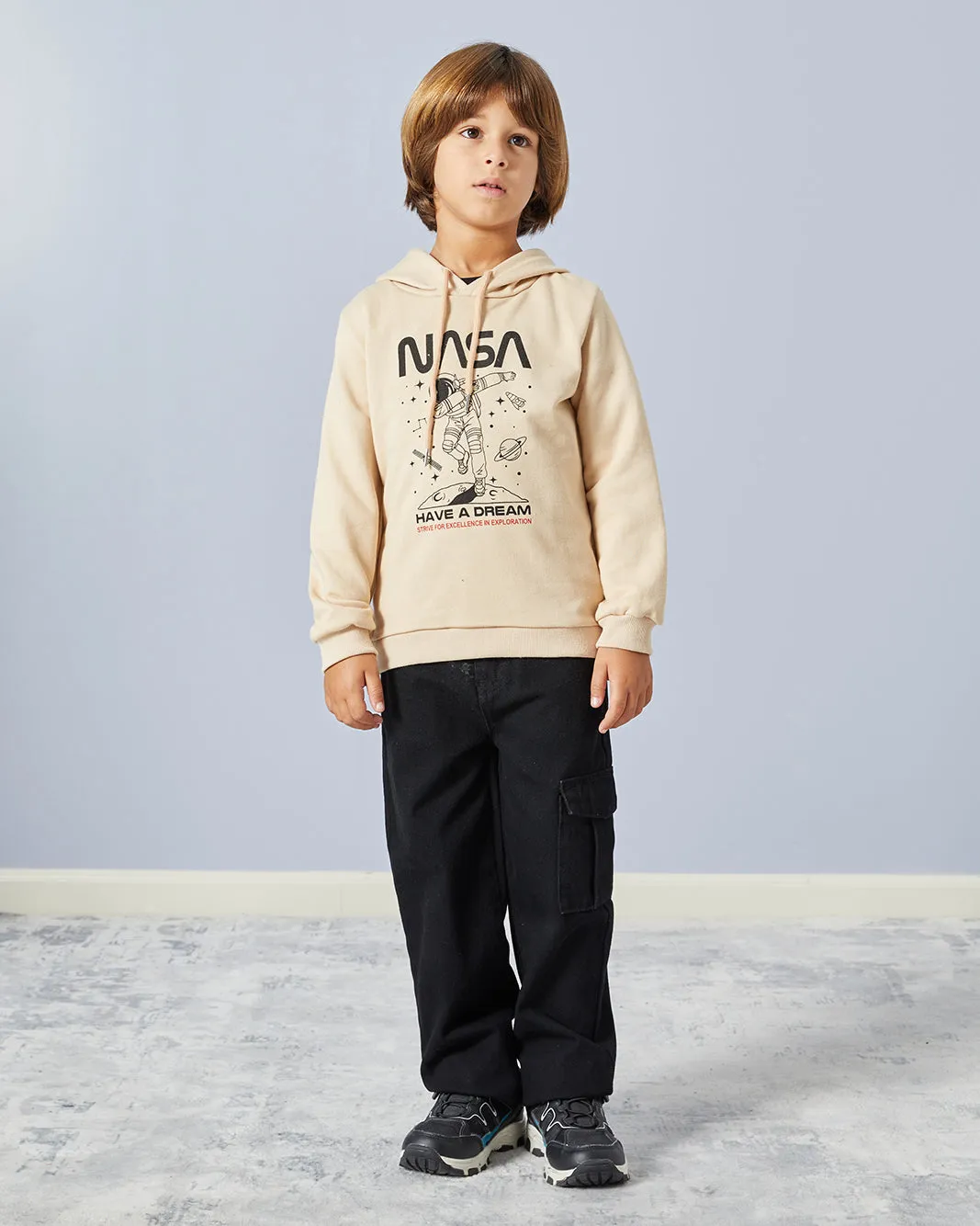 Boys Beige Hooded Nasa Print Sweatshirt sold by Redtag product image thumbnail 2