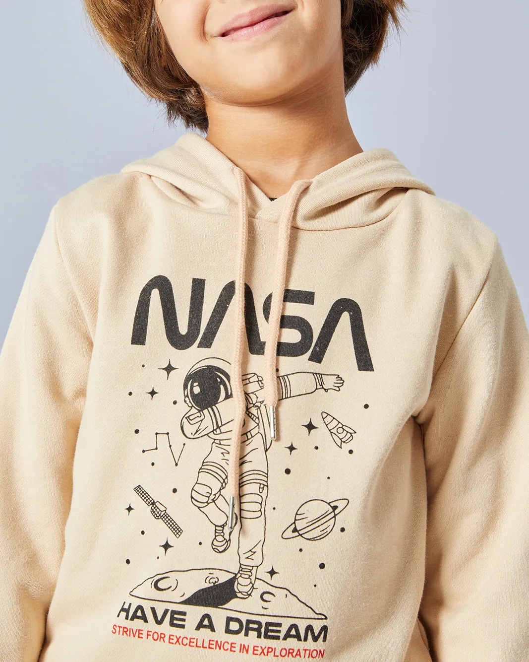 Boys Beige Hooded Nasa Print Sweatshirt sold by Redtag product image thumbnail 4