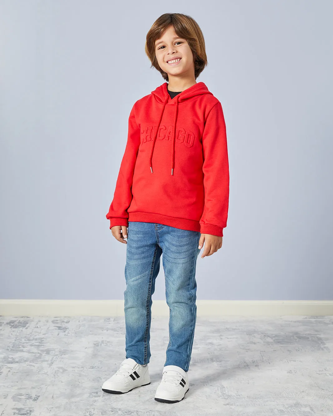 Boys Red Hooded Sweatshirt sold by Redtag product image thumbnail 2