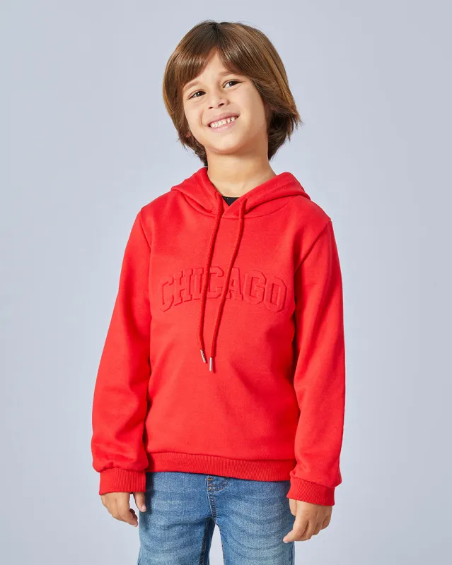 Boys Red Hooded Sweatshirt sold by Redtag