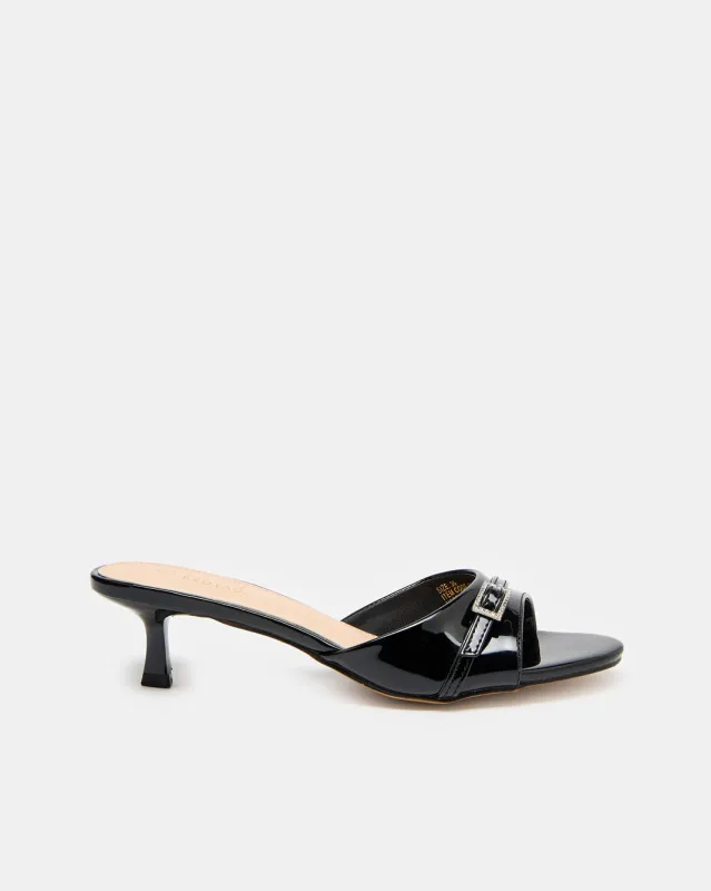 Women Black Buckle Trim Mule sold by Redtag