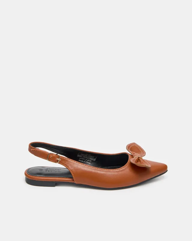 Women Brown Slingback With Bow Detail Upper Mule sold by Redtag