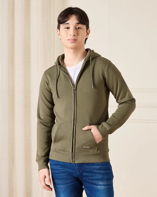 Senior Boys Olive Hooded Sweatshirt sold by Redtag
