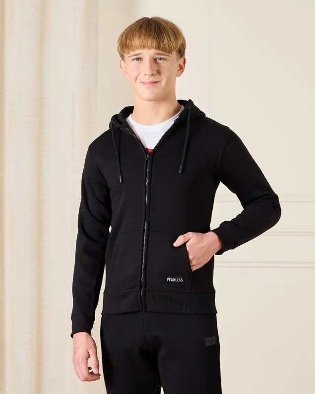 Senior Boys Black Hooded Sweatshirt sold by Redtag