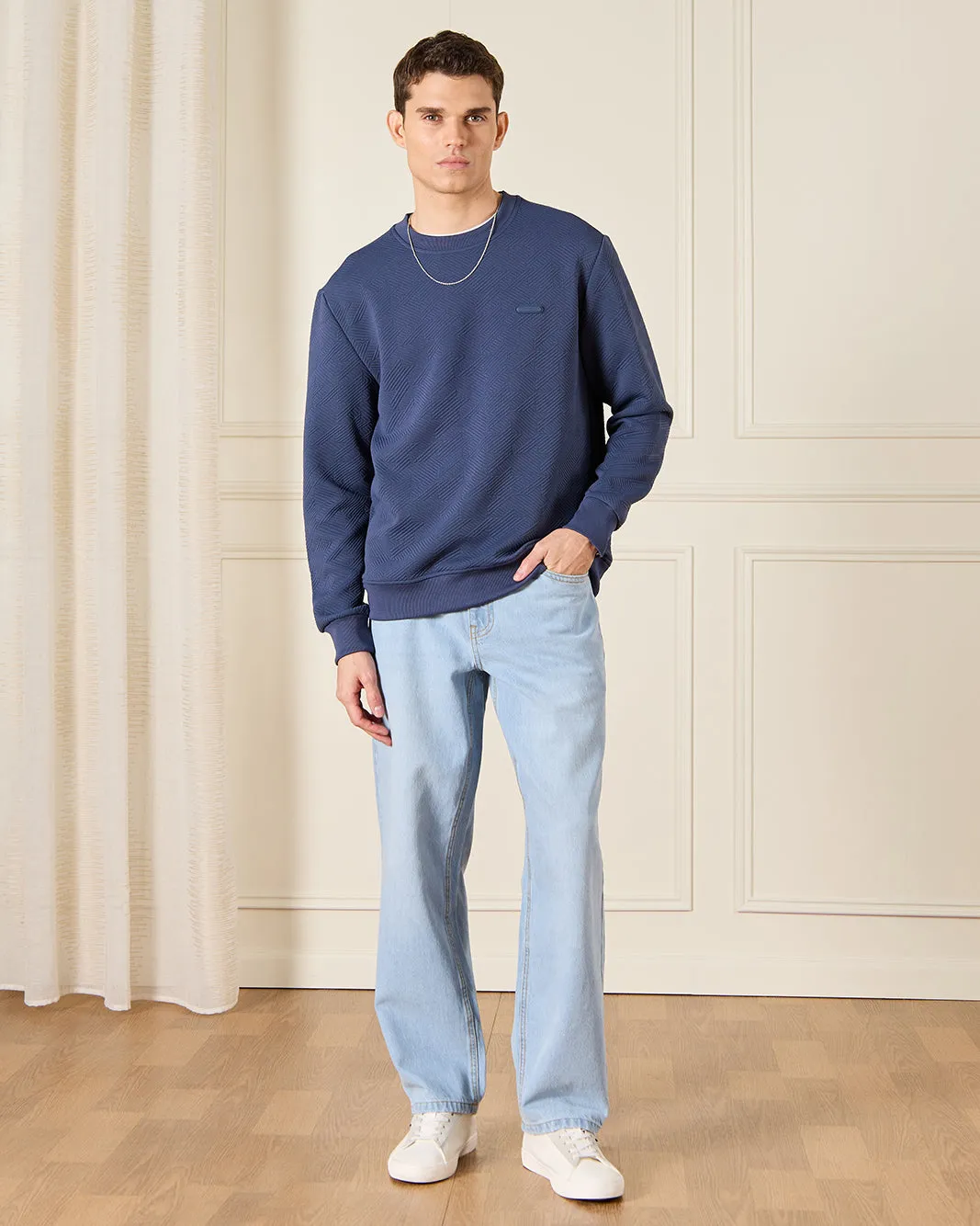 Men Blue Loose Straight Fit Jeans sold by Redtag product image thumbnail 2