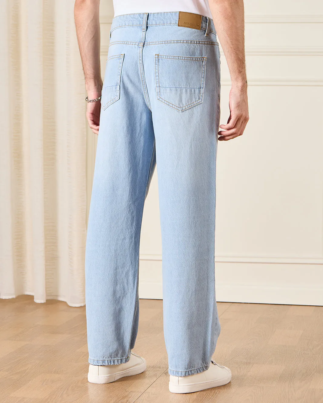 Men Blue Loose Straight Fit Jeans sold by Redtag product image thumbnail 3