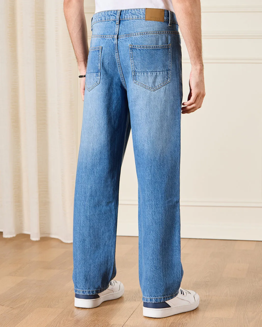 Men Blue Loose Straight Fit Jeans sold by Redtag product image thumbnail 3