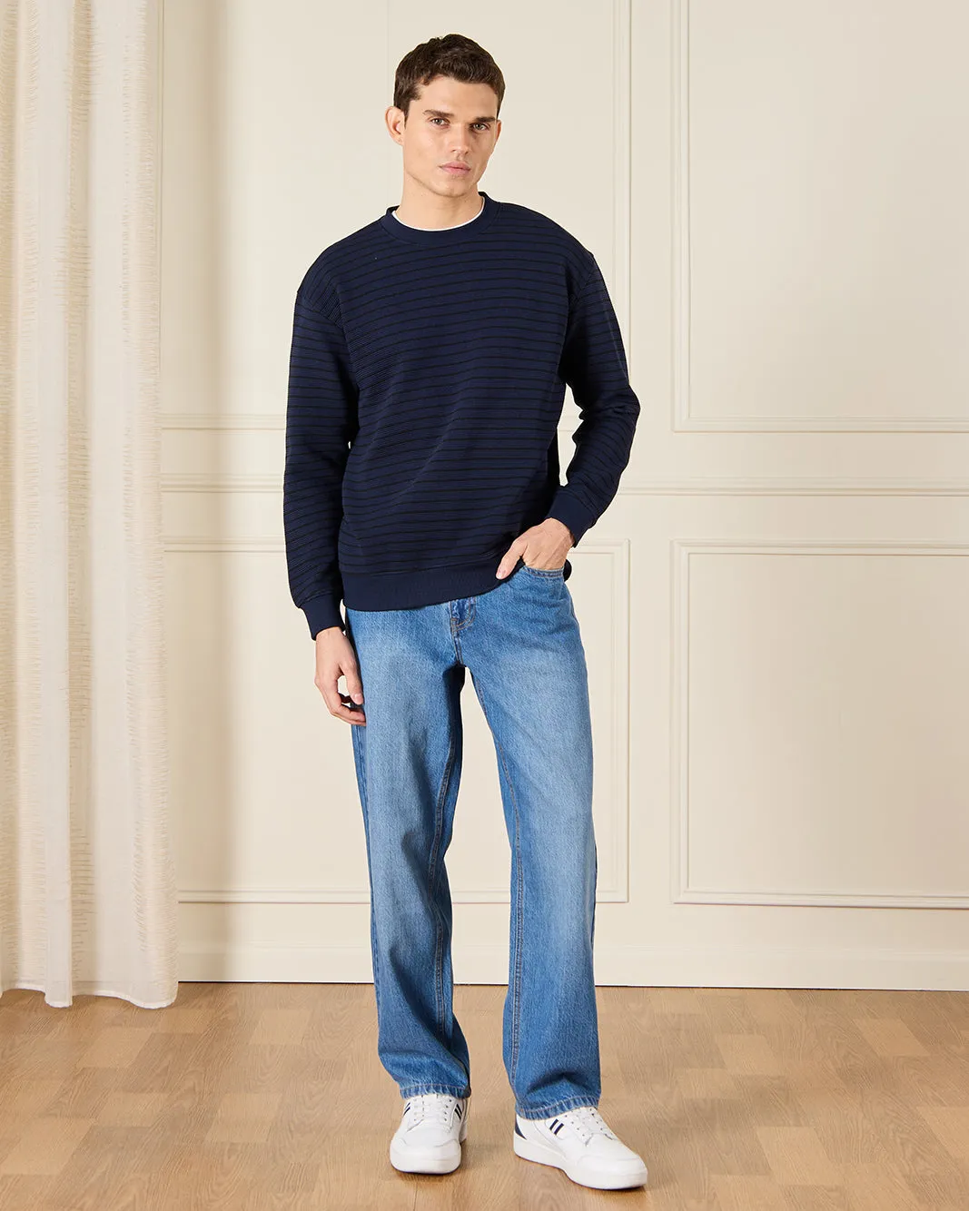 Men Blue Loose Straight Fit Jeans sold by Redtag product image thumbnail 2