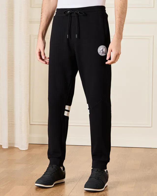 Men Black Embellished Sports Jogger Pants sold by Redtag