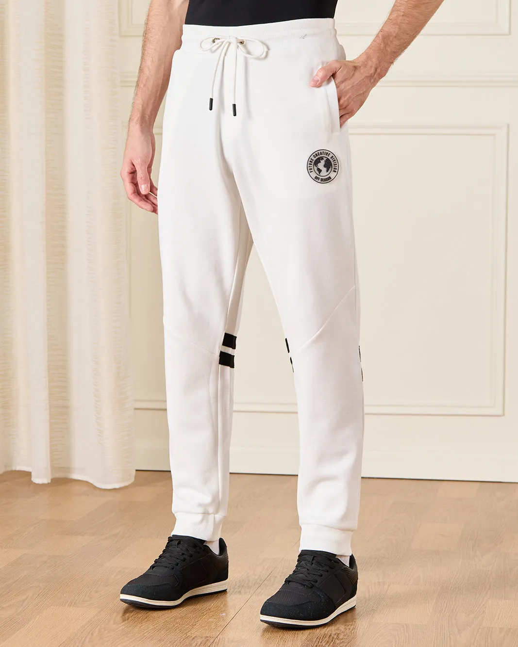 Men Ivory Printed Active Pants sold by Redtag