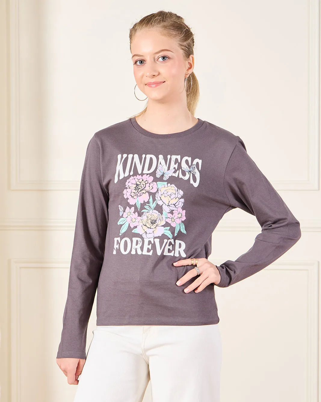 Senior Girls Brown Printed T-Shirt sold by Redtag