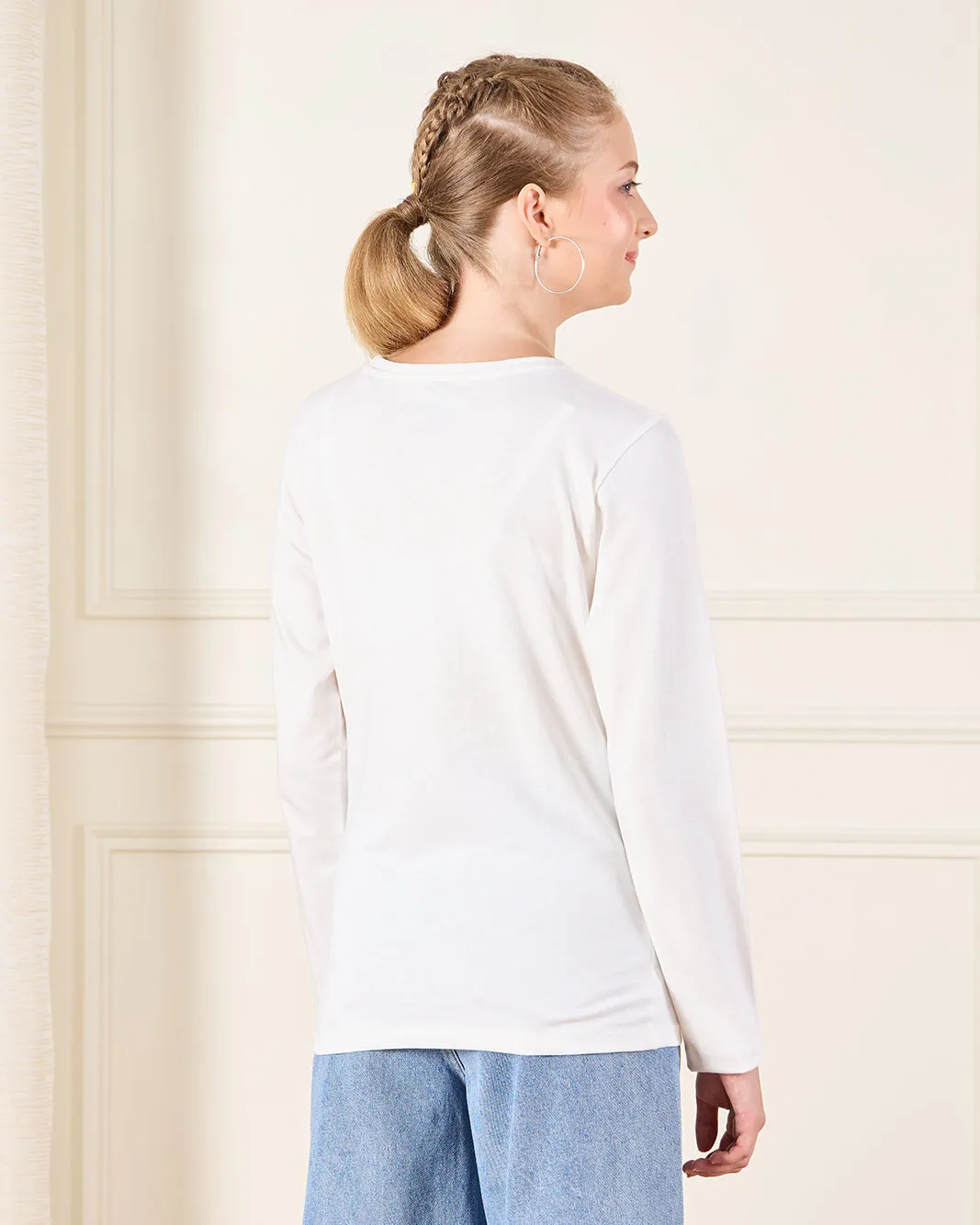 Senior Girls White Printed T-Shirt sold by Redtag product image thumbnail 3