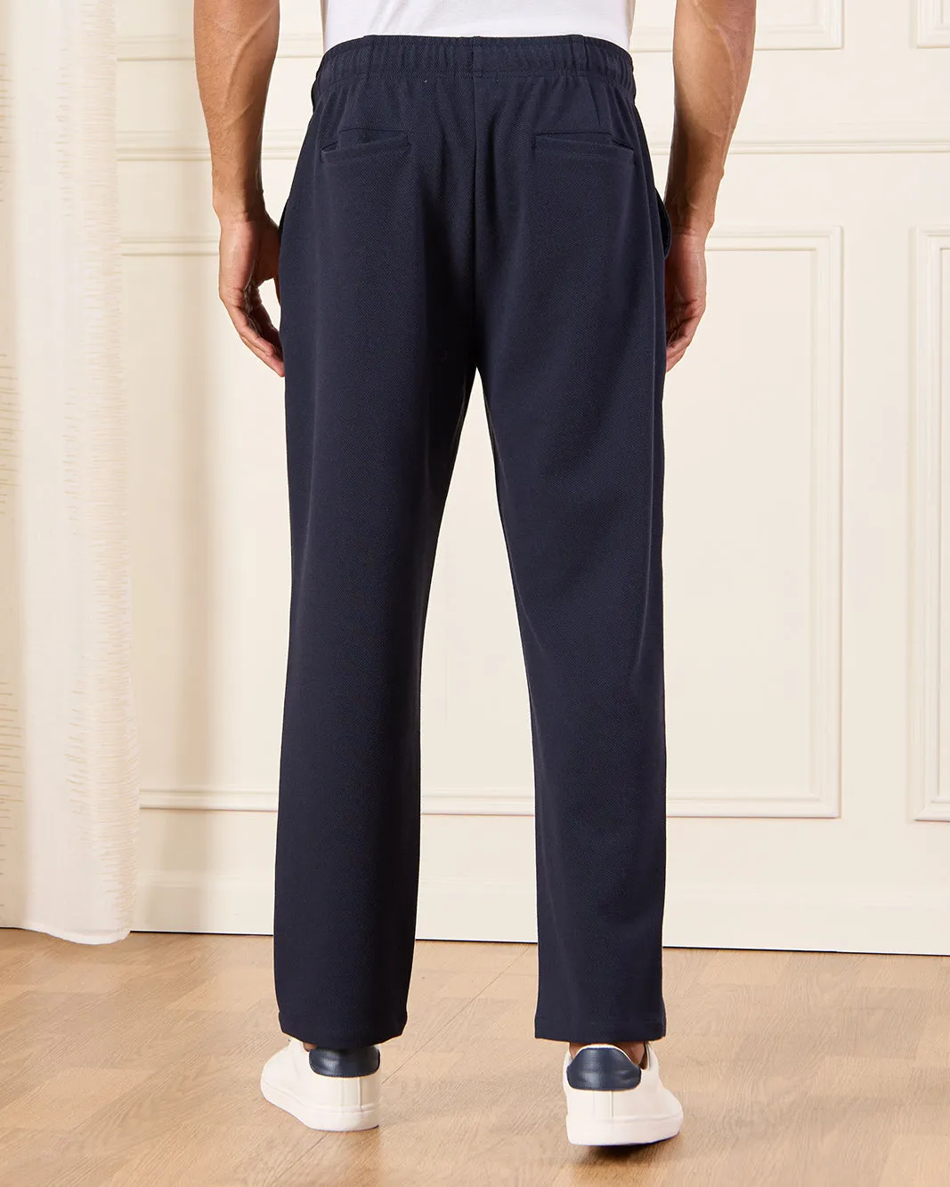 Men Navy Twill Relax Fit Track Pants sold by Redtag product image thumbnail 3