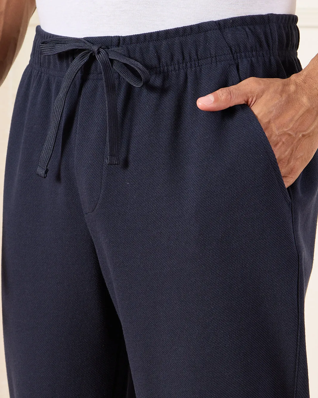 Men Navy Twill Relax Fit Track Pants sold by Redtag product image thumbnail 4