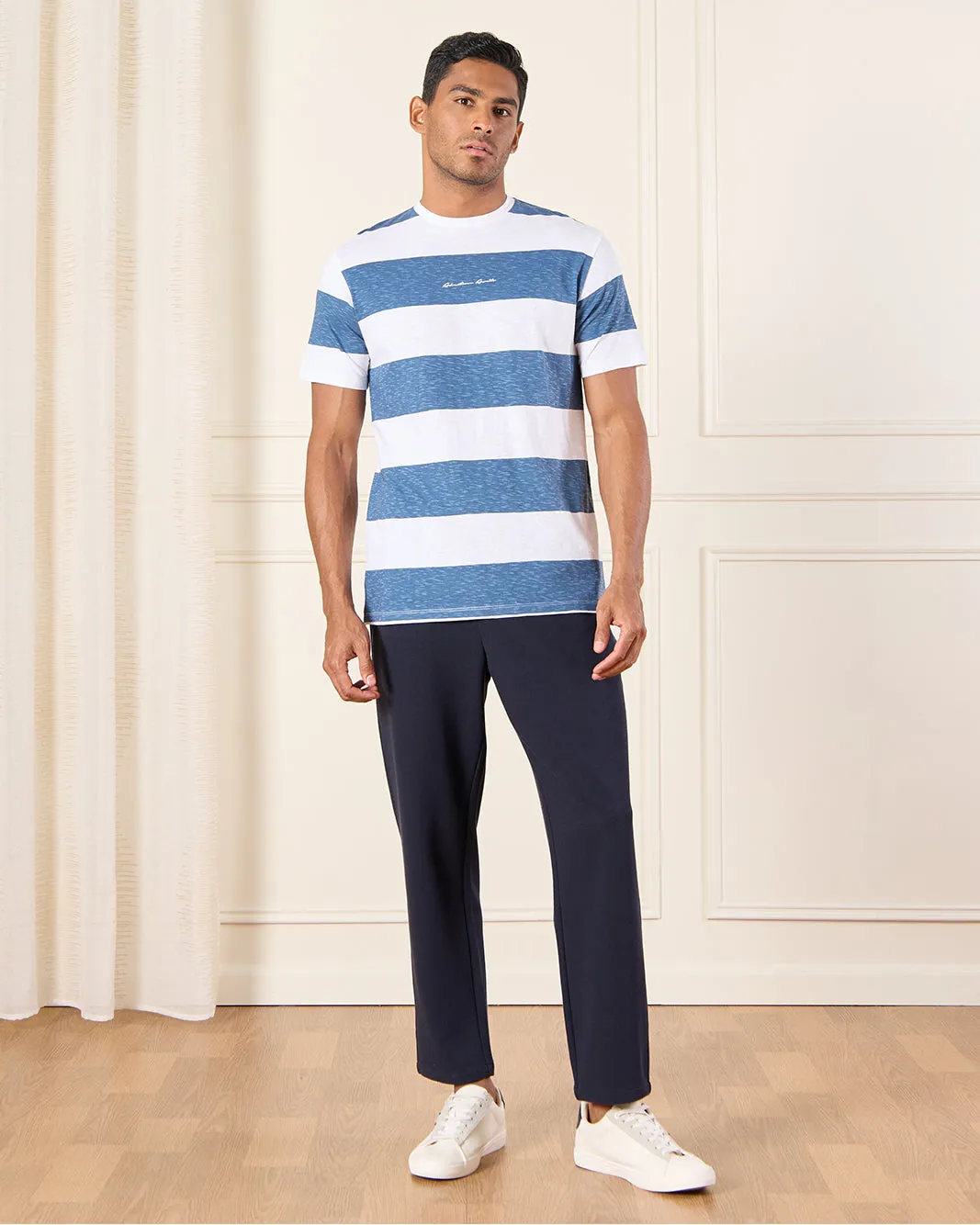 Men Navy Twill Relax Fit Track Pants sold by Redtag product image thumbnail 2