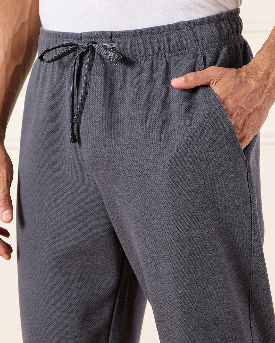 Men Grey Twill Relax Fit Track Pants sold by Redtag product image thumbnail 4