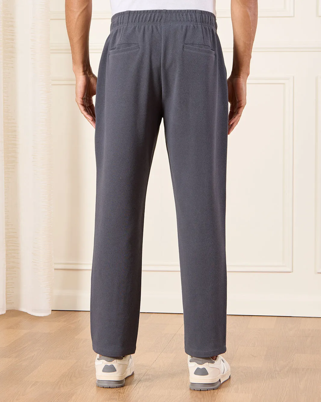 Men Grey Twill Relax Fit Track Pants sold by Redtag product image thumbnail 3