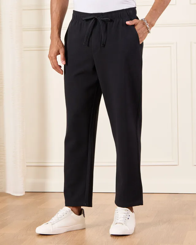 Men Black Twill Relax Fit Track Pants sold by Redtag