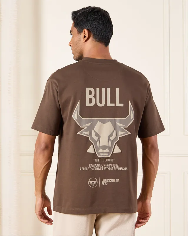 Men Brown Printed T-Shirt sold by Redtag