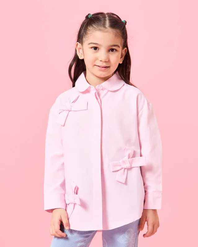 Girls Pink Button Front Embellished Blouse sold by Redtag