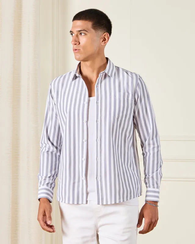 Men Blue Striped Formal Shirt sold by Redtag