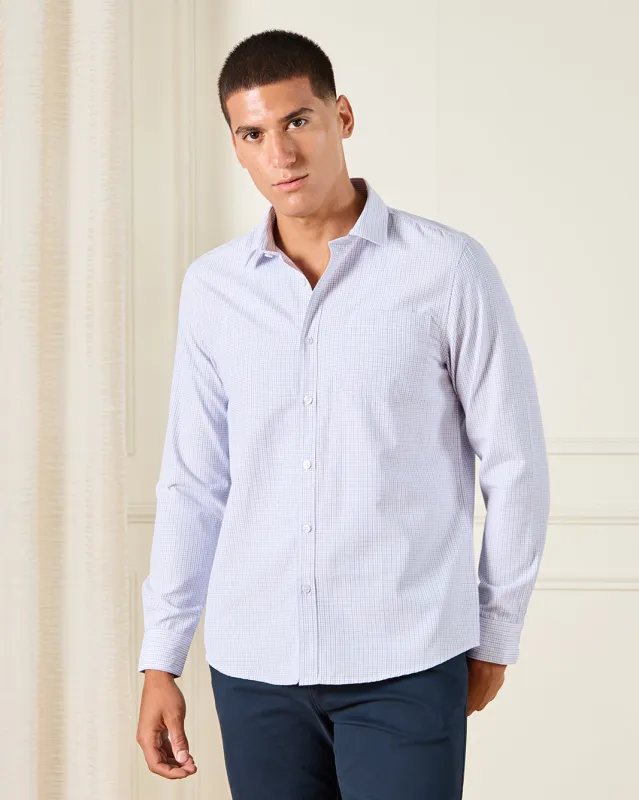 Men Blue Plain Formal Shirt made by Redtag