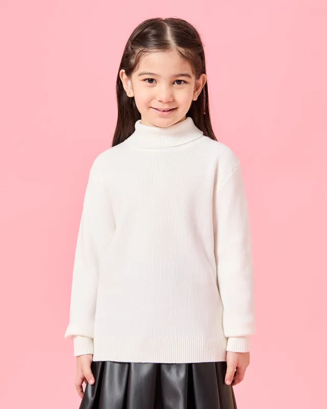 Girls White Knitted Sweater sold by Redtag