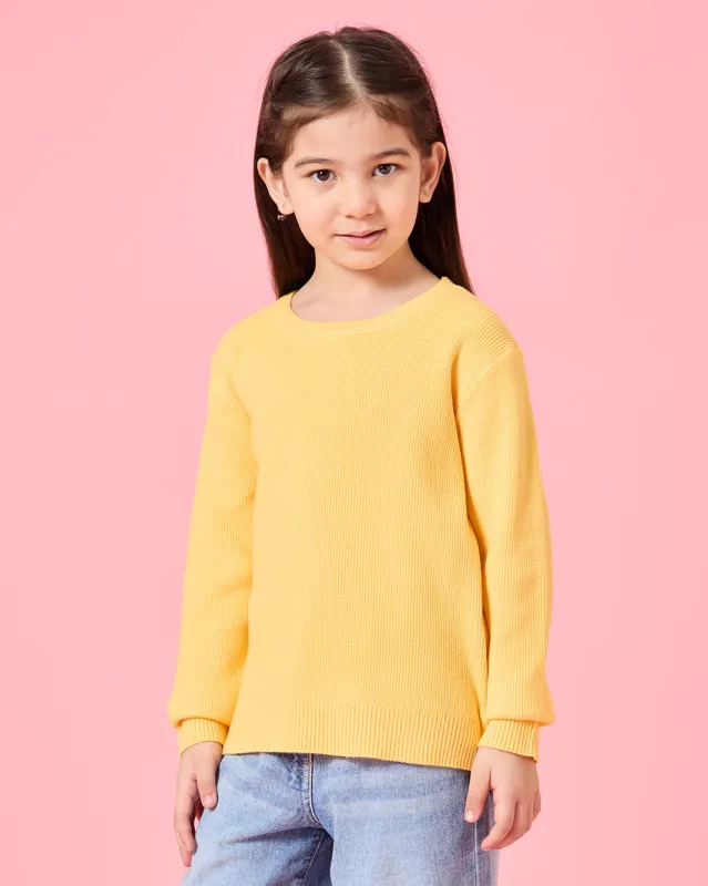 Girls Yellow Knitted Sweater sold by Redtag