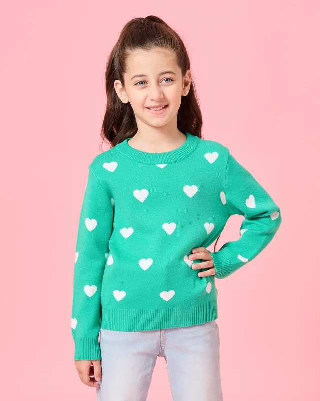Girls Green Knitted Sweater sold by Redtag