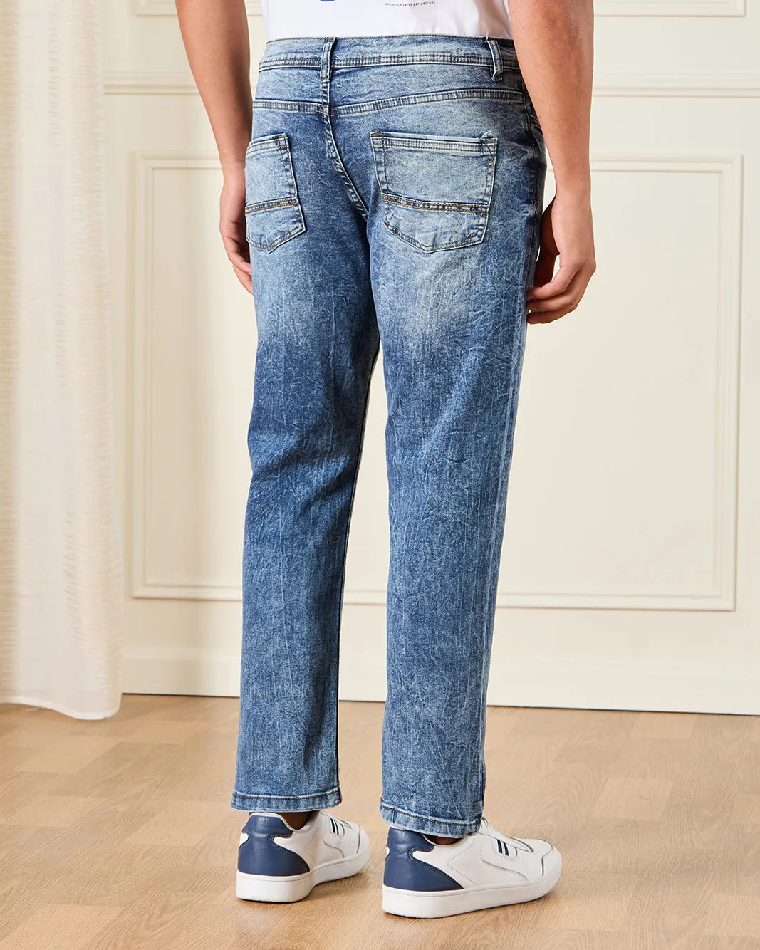 Men Blue Straight Fit Denim Jeans sold by Redtag product image thumbnail 3