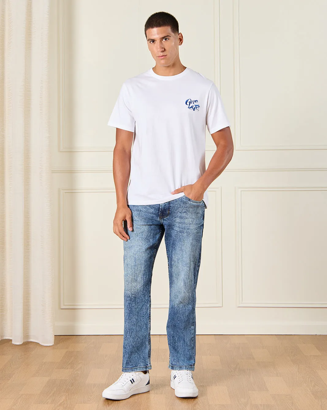 Men Blue Straight Fit Denim Jeans sold by Redtag product image thumbnail 2