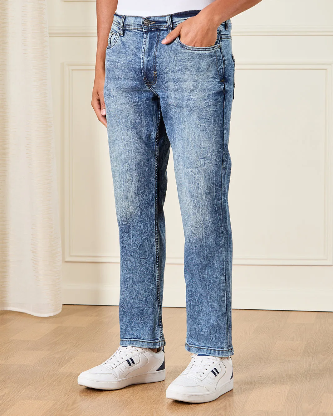 Men Blue Straight Fit Denim Jeans sold by Redtag