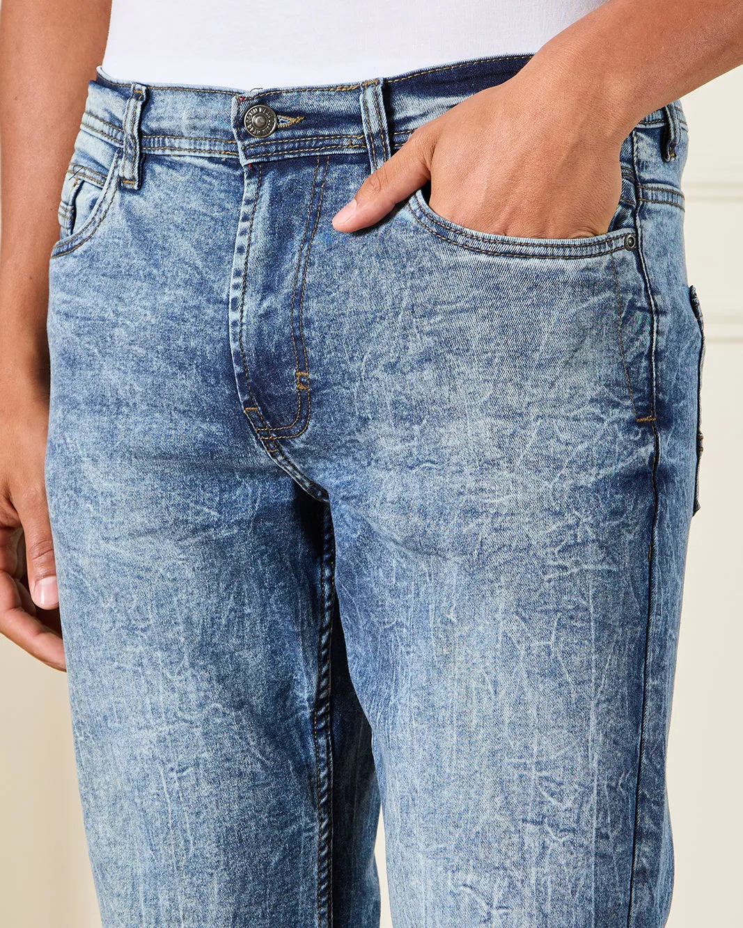 Men Blue Straight Fit Denim Jeans sold by Redtag product image thumbnail 4