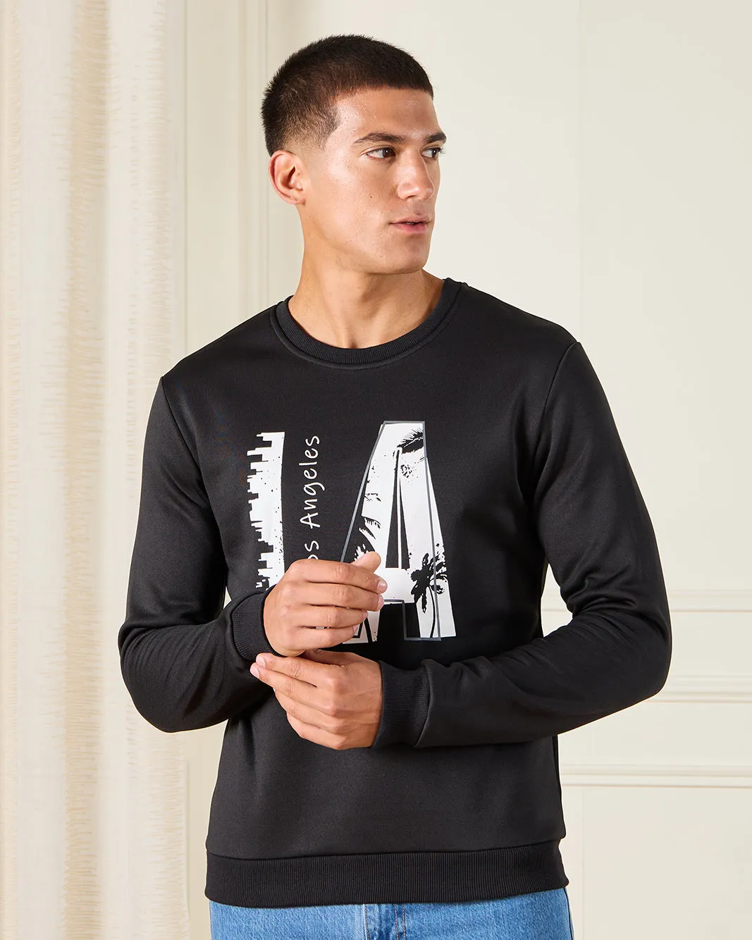 Men Back LA Print Sweatshirt sold by Redtag