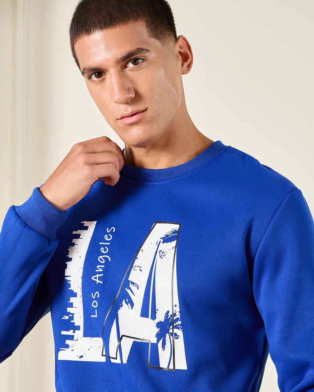 Men Blue LA Print Sweatshirt sold by Redtag product image thumbnail 4