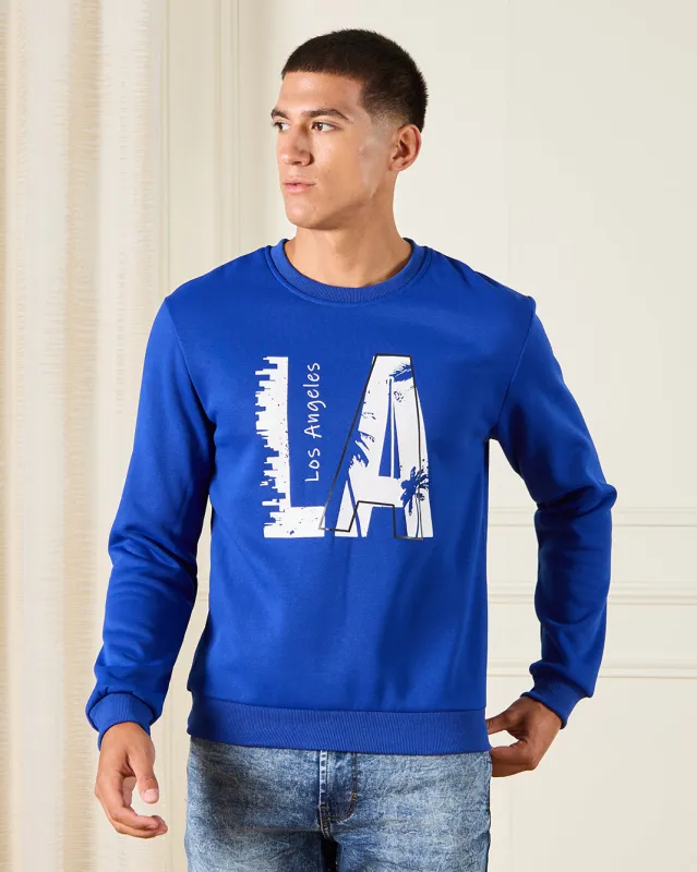 Men Blue LA Print Sweatshirt sold by Redtag