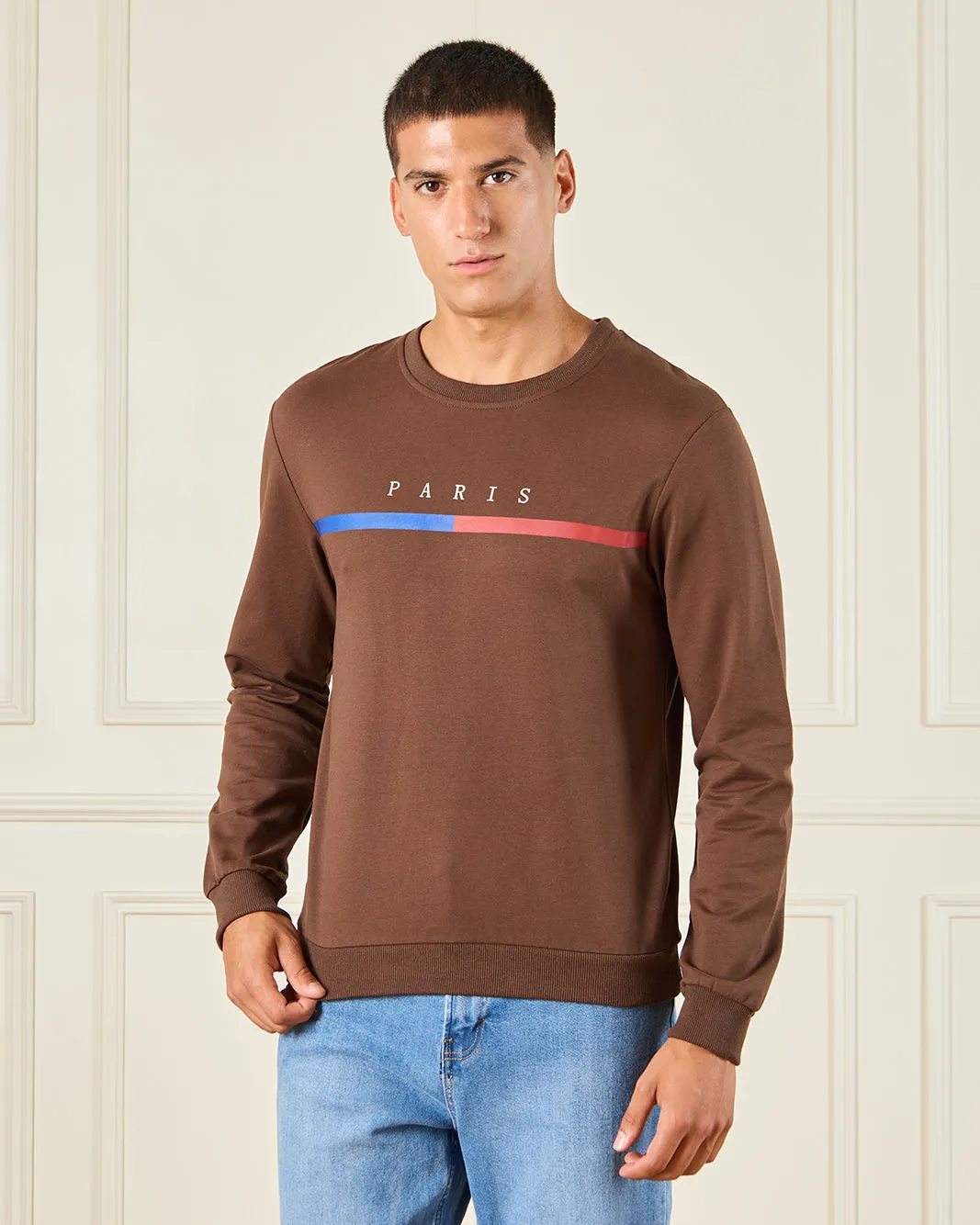 Men Brown Printed Sweatshirt sold by Redtag