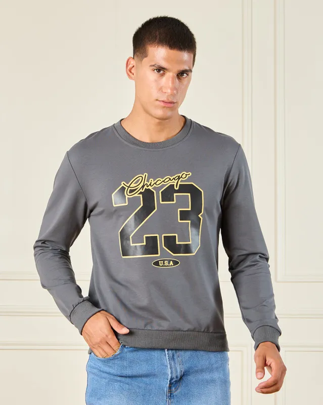 Men Charcoal Printed Sweatshirt sold by Redtag